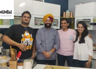 (L-R) Sanket S, Chef Harpal Singh Sokhi, Arjun Vaidya & Trisha Rajani Vaidya