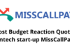 Post Budget Reaction Quote Fintech start-up MissCallPay