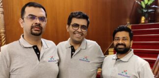 Atul Mehta (left) welcomed by founder Mitesh L Thakker and Board member Vijay Shah