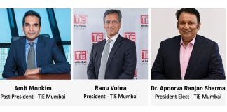 Amit Mookim, Past President -TiE Mumbai, Ranu Vohra, President -TiE Mumbai and Dr. Apoorva Ranjan Sharma, President Elect- TiE Mumbai